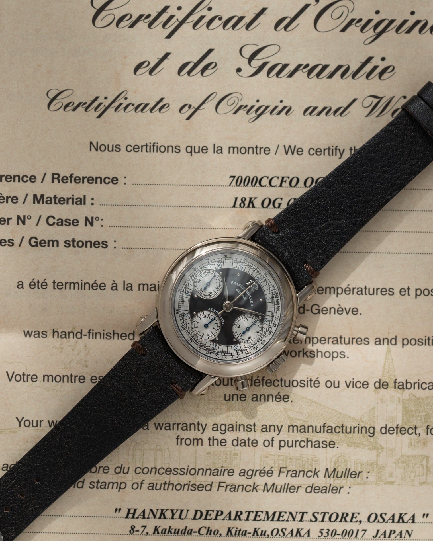 Franck Muller 7000CC クロノグラフ WG ブラック 箱保証書付き Watch FRACK MULLER