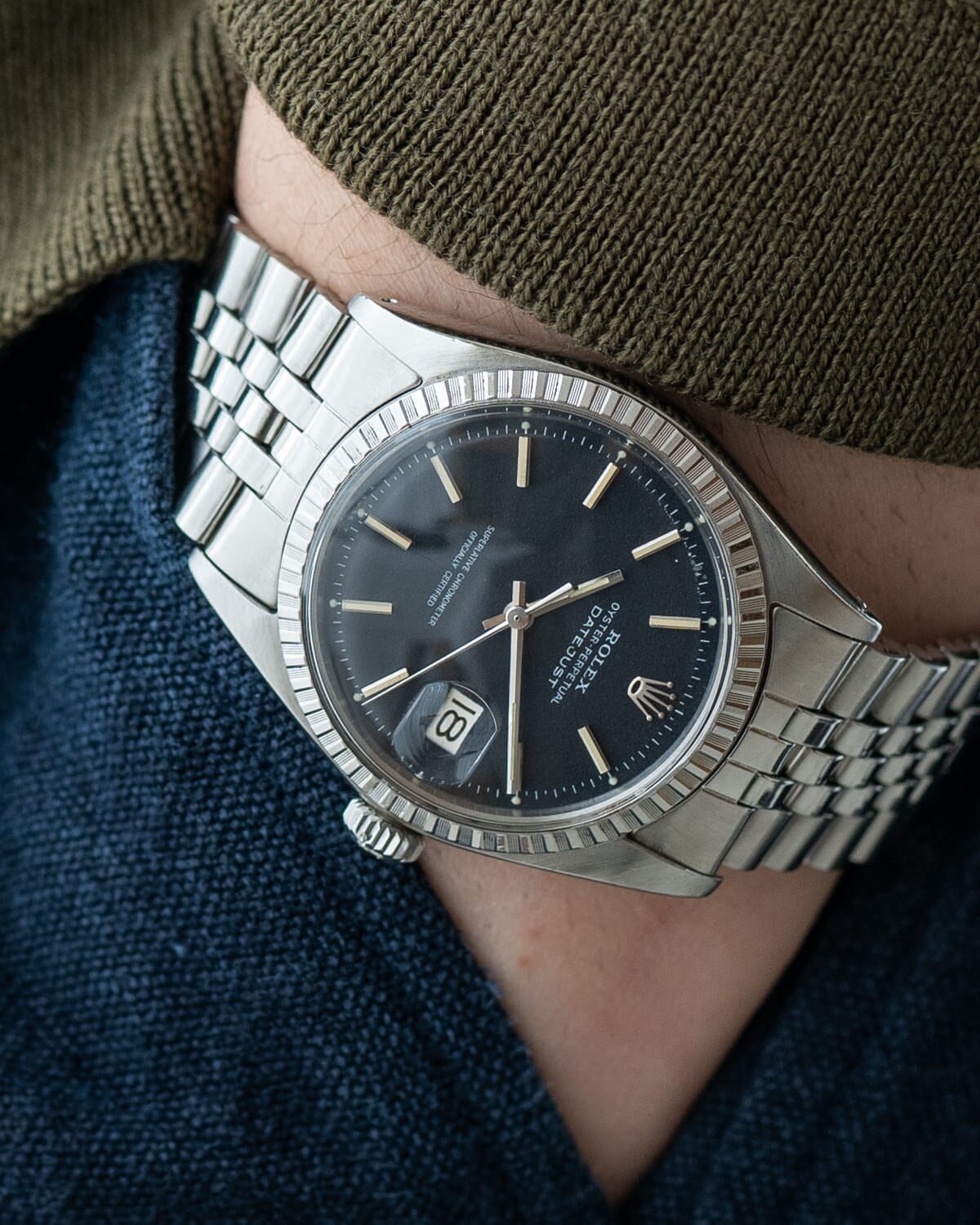 Rolex Datejust 1603 Black "Confetti" Dial Watch ROLEX