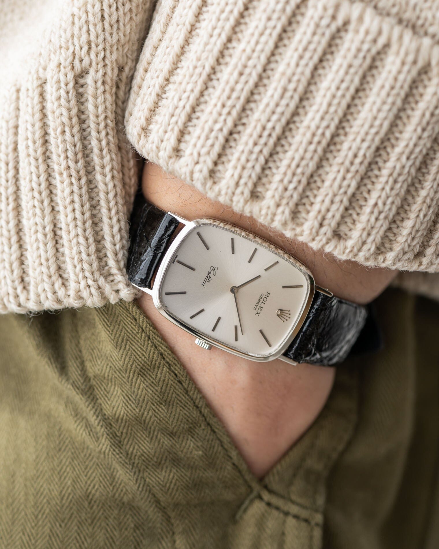 Rolex チェリーニ 4113 WG シルバーダイアル Watch ROLEX