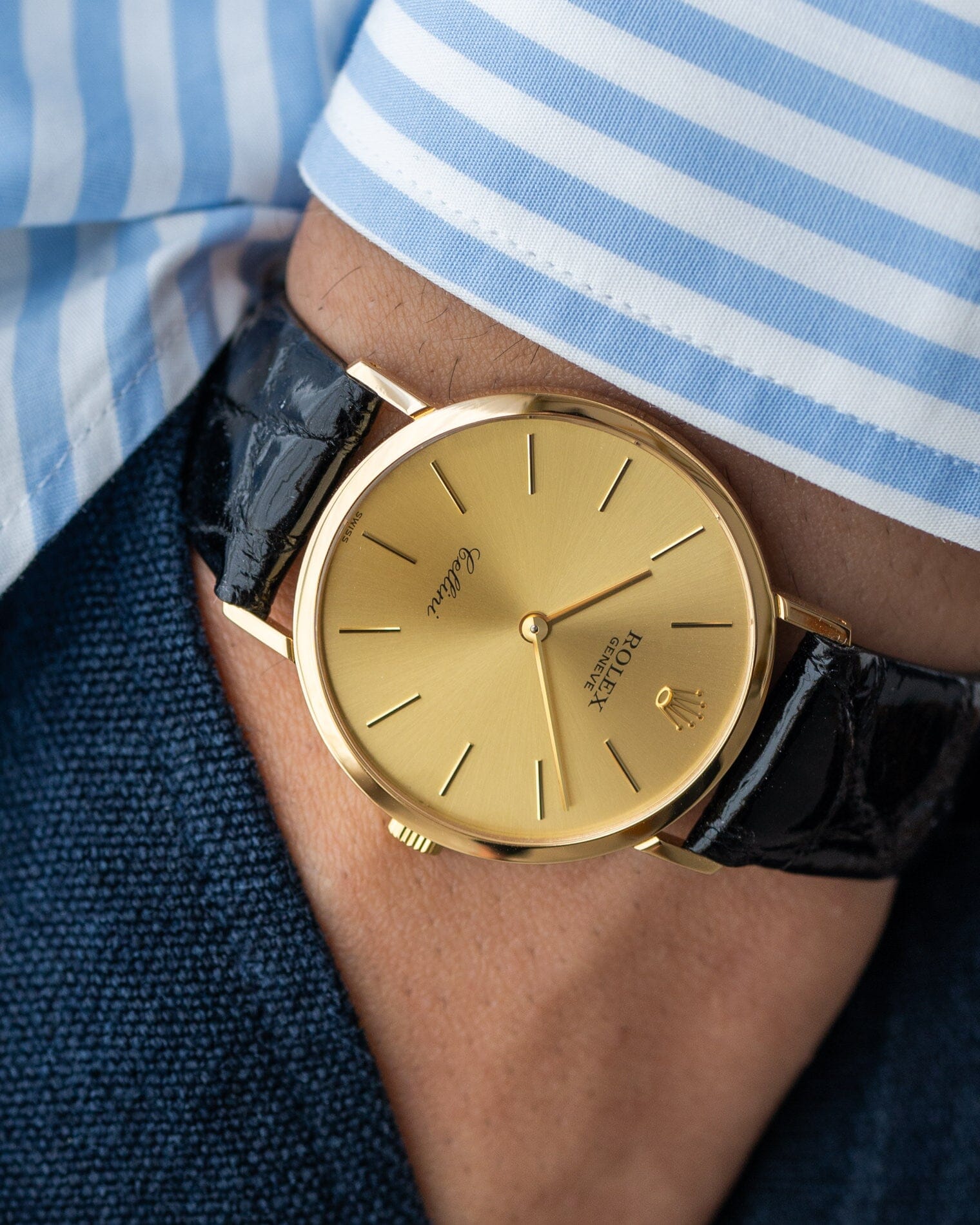 Rolex チェリーニ 4112 YG シャンパンダイアル 国際サービス保証書付き Watch ROLEX