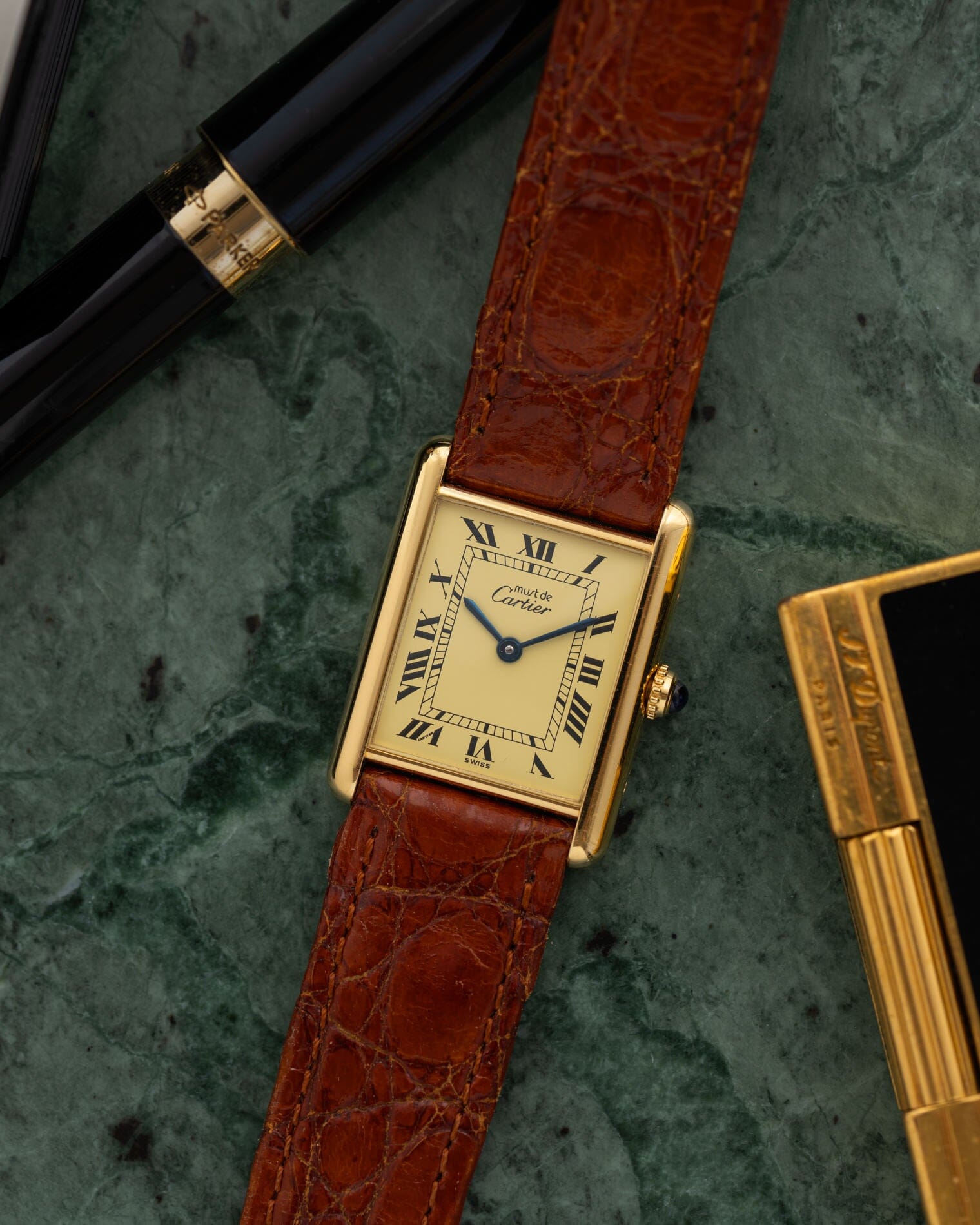 カルティエ マストタンク LM アイボリーローマン QZ Watch CARTIER