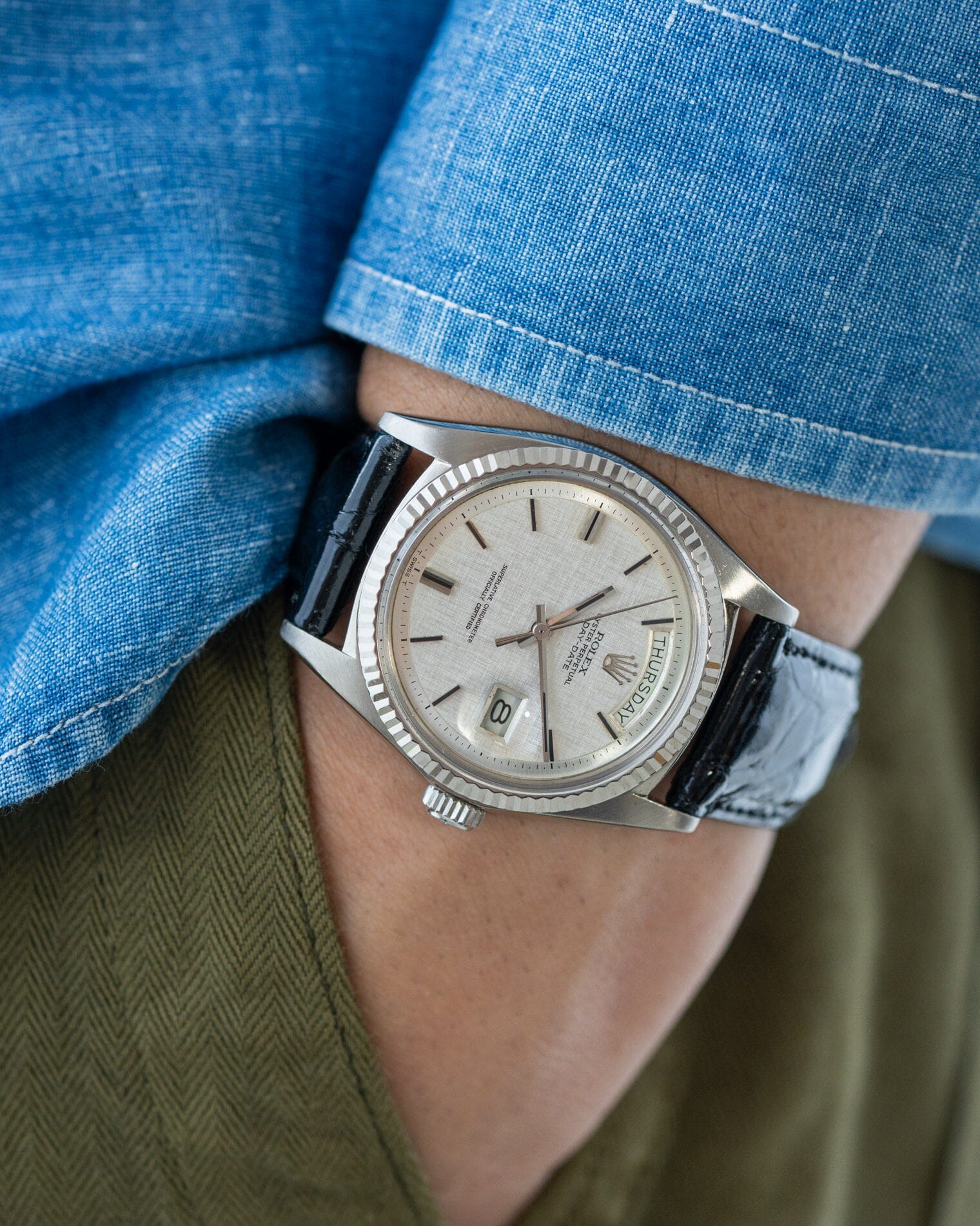 Rolex デイデイト 1803 WG シルバーリネンダイアル Watch ROLEX