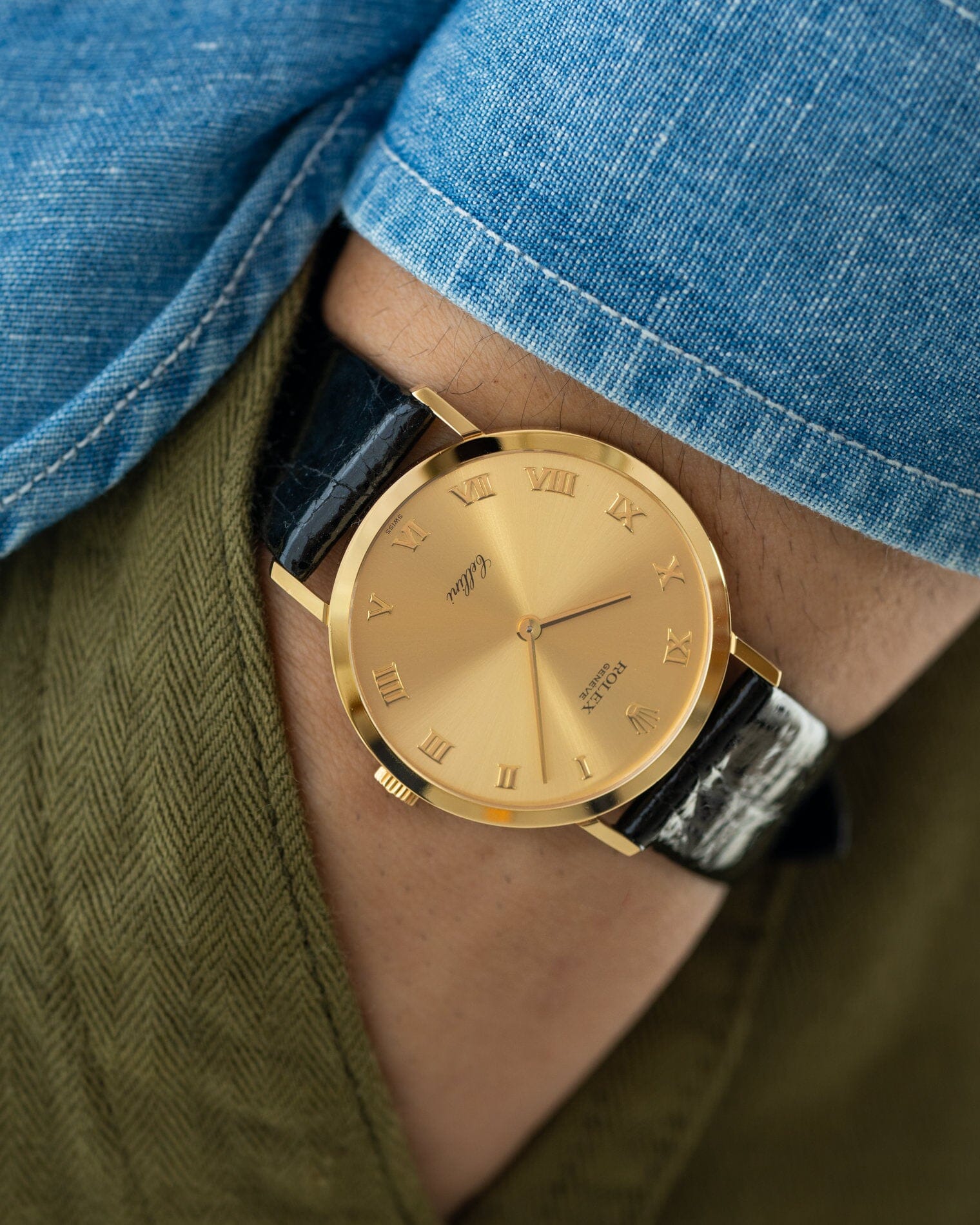 Rolex チェリーニ 4112 YG シャンパンローマン Watch ROLEX