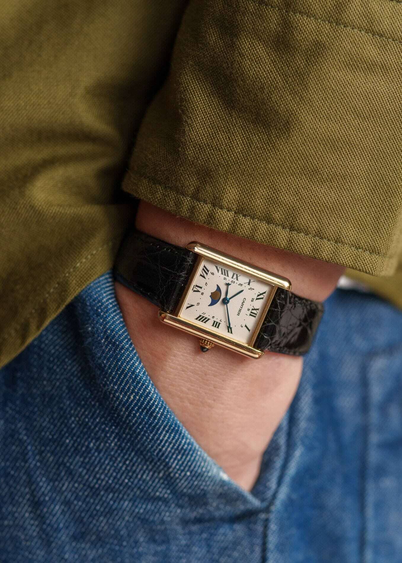 Cartier タンク ルイ カルティエ LM 819001 YG ムーンフェイズ Dバックル付き Watch CARTIER