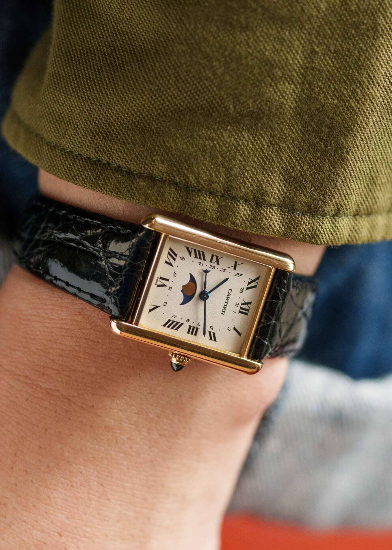 Cartier タンク ルイ カルティエ LM 819001 YG ムーンフェイズ Dバックル付き Watch CARTIER