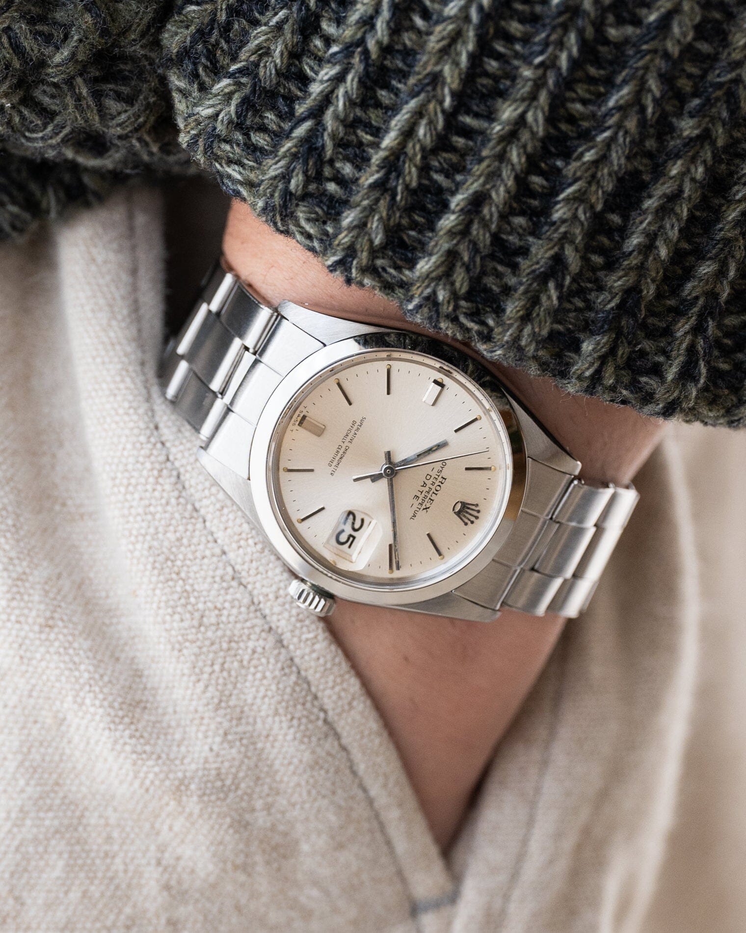 Rolex オイスターパーペチュアルデイト 1500 シルバー ショートインデックス Watch ROLEX