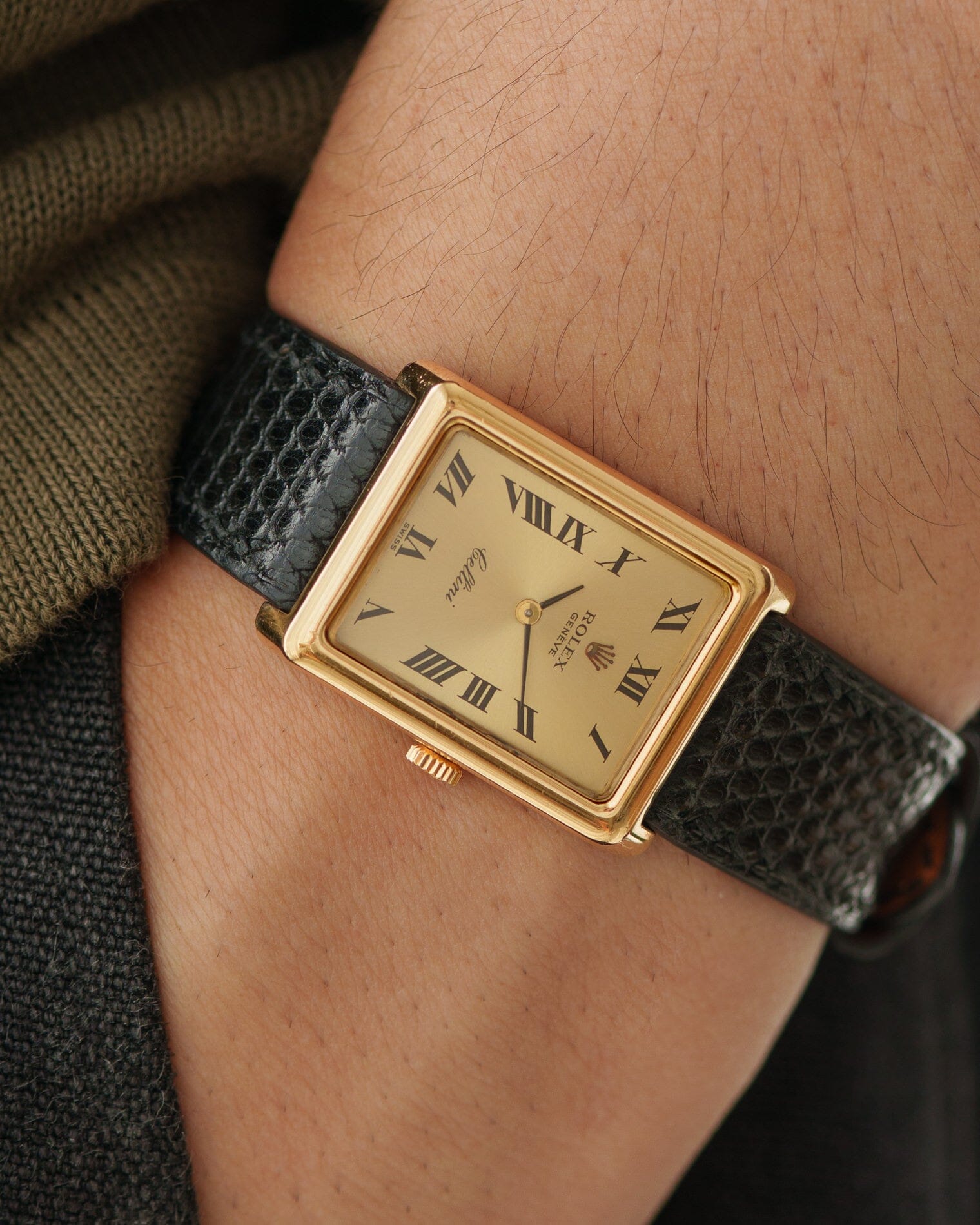 ロレックス チェリーニ 4103 レクタングル YG シャンパンローマンダイアル Watch ROLEX