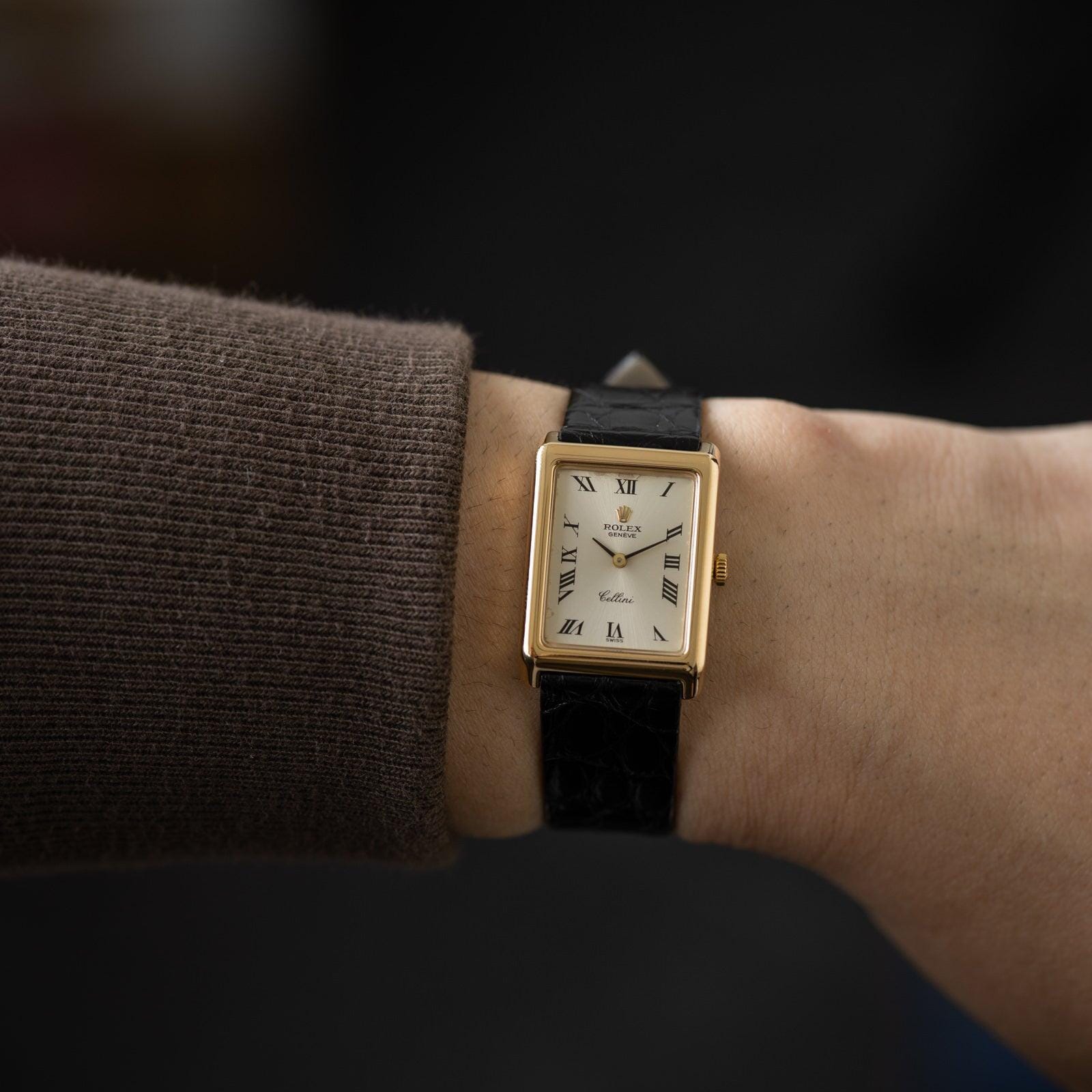 ROLEX Cellini 4103 Rectangle YG Silver Roman - Arbitro
