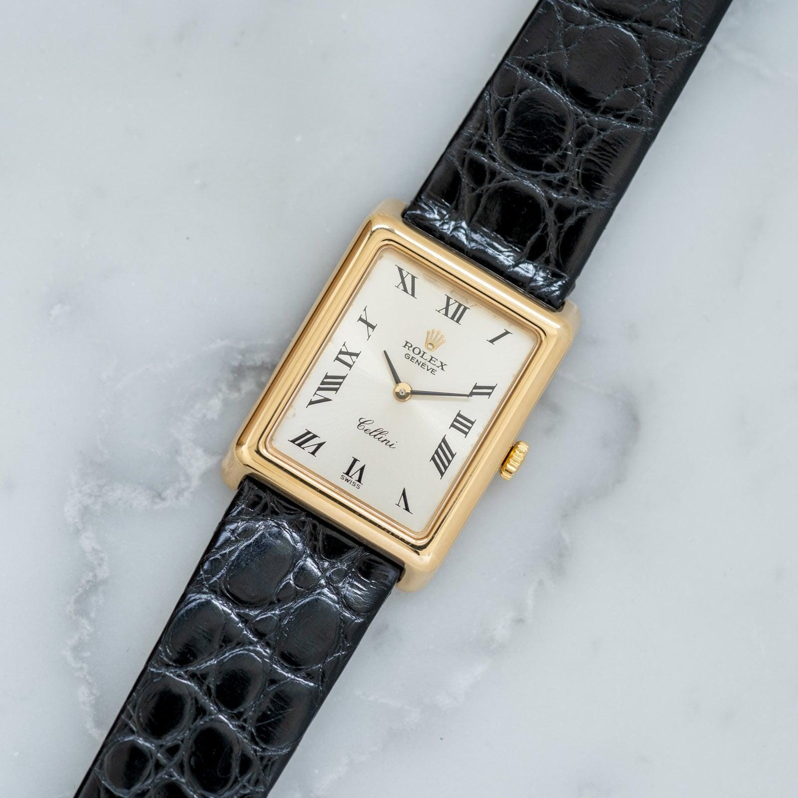ROLEX Cellini 4103 Rectangle YG Silver Roman - Arbitro