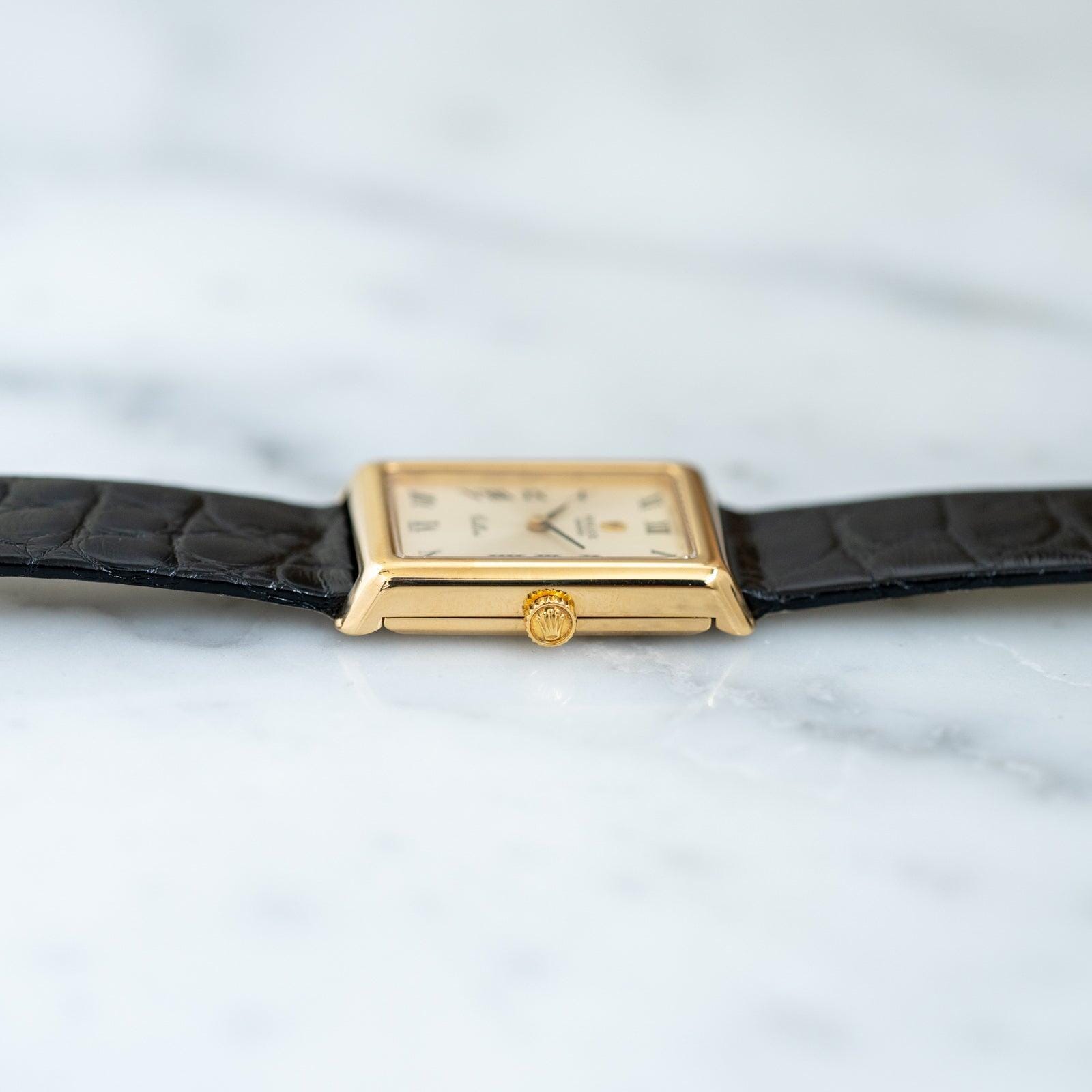 ROLEX Cellini 4103 Rectangle YG Silver Roman - Arbitro