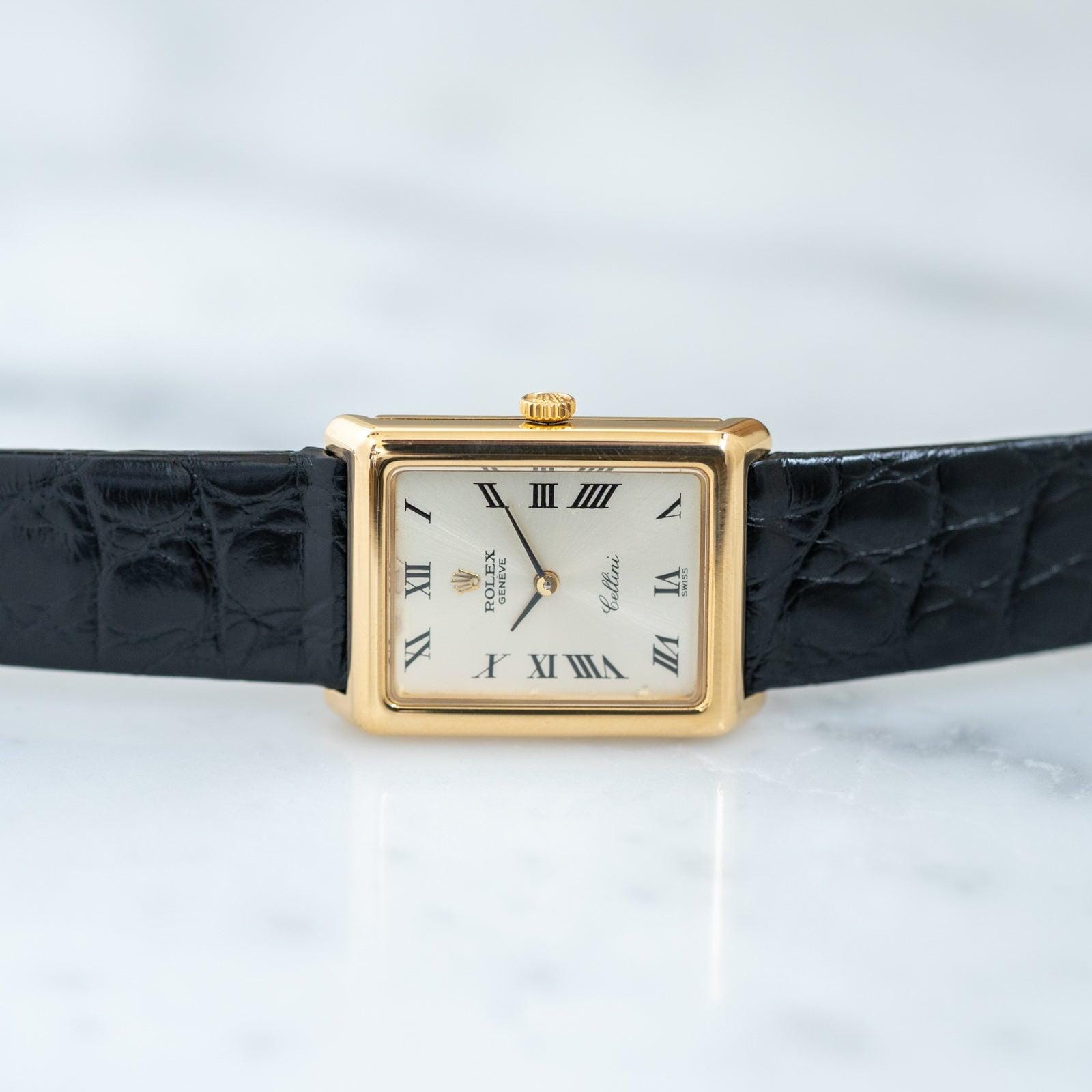 ROLEX Cellini 4103 Rectangle YG Silver Roman - Arbitro