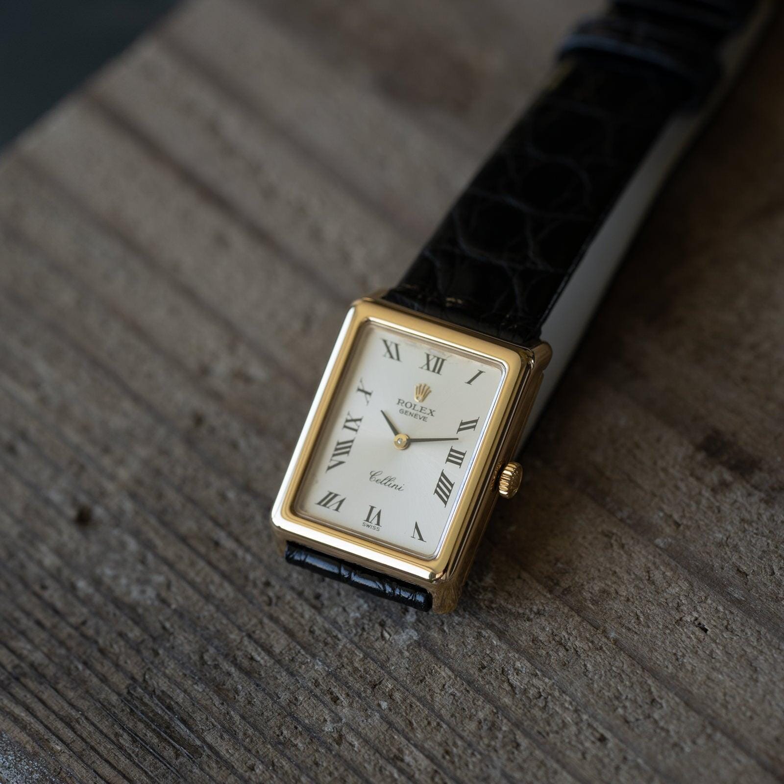 ROLEX Cellini 4103 Rectangle YG Silver Roman - Arbitro