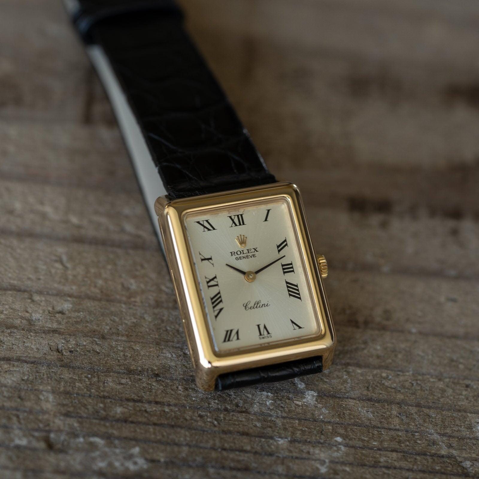 ROLEX Cellini 4103 Rectangle YG Silver Roman - Arbitro