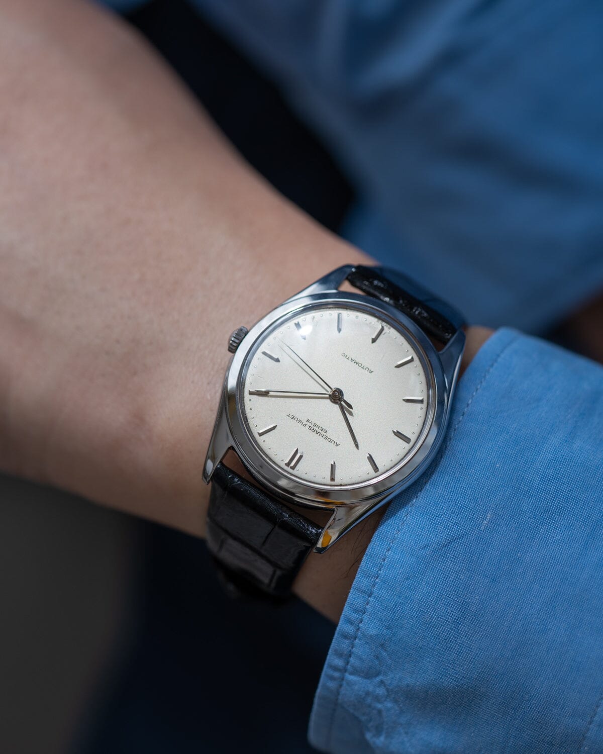 オーデマ ピゲ ラウンド スティール 自動巻き オパーリンダイアル Watch AUDEMARS PIGUET