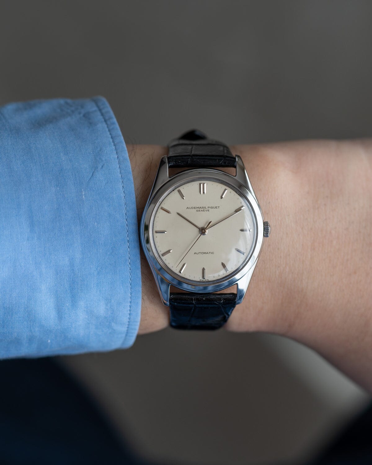 オーデマ ピゲ ラウンド スティール 自動巻き オパーリンダイアル Watch AUDEMARS PIGUET