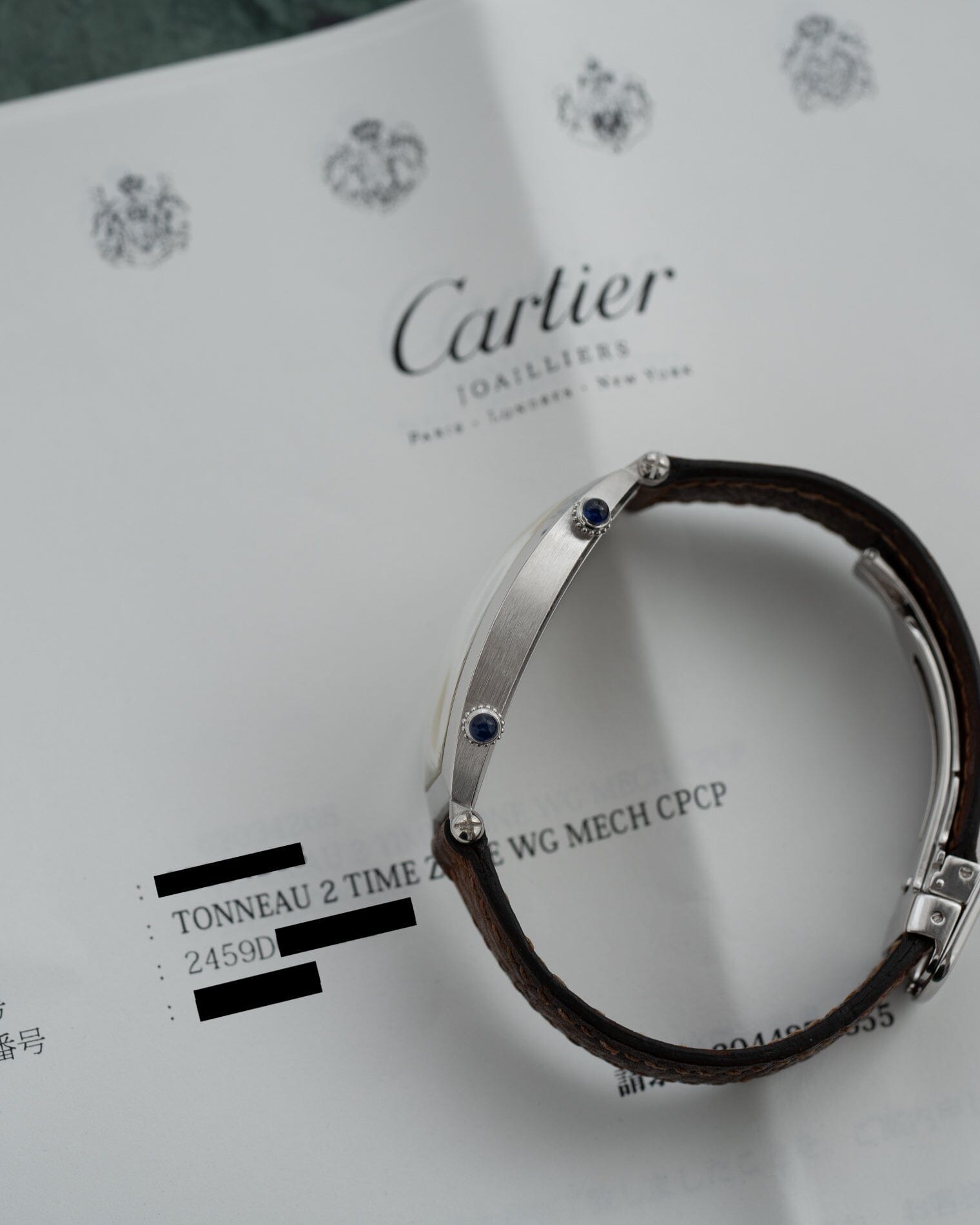 Cartier Tonneau 2459D Dual Time WG CPCP Complete Service | ARBITRO