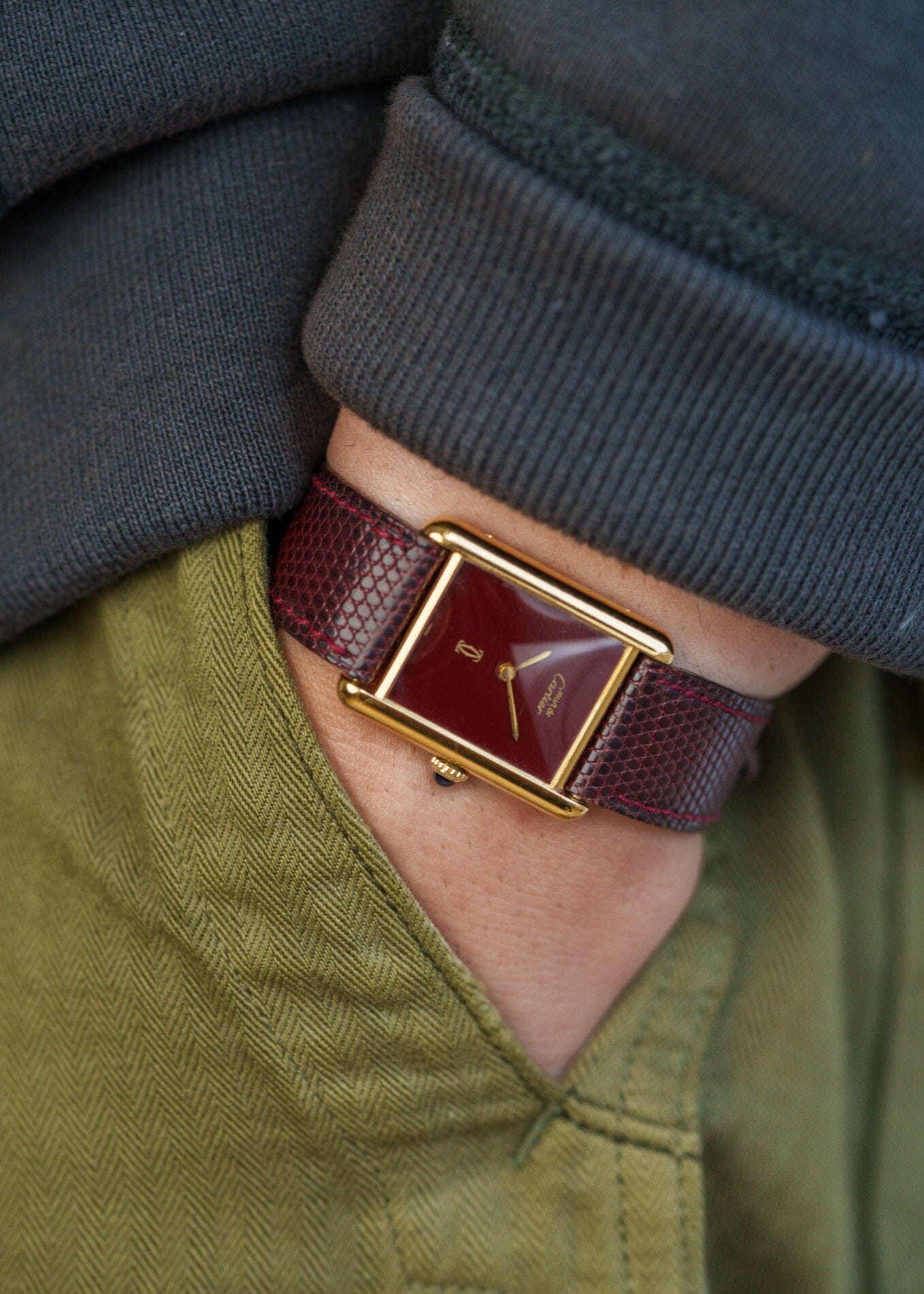 カルティエ マストタンク LM ボルドー 手巻き Watch CARTIER 