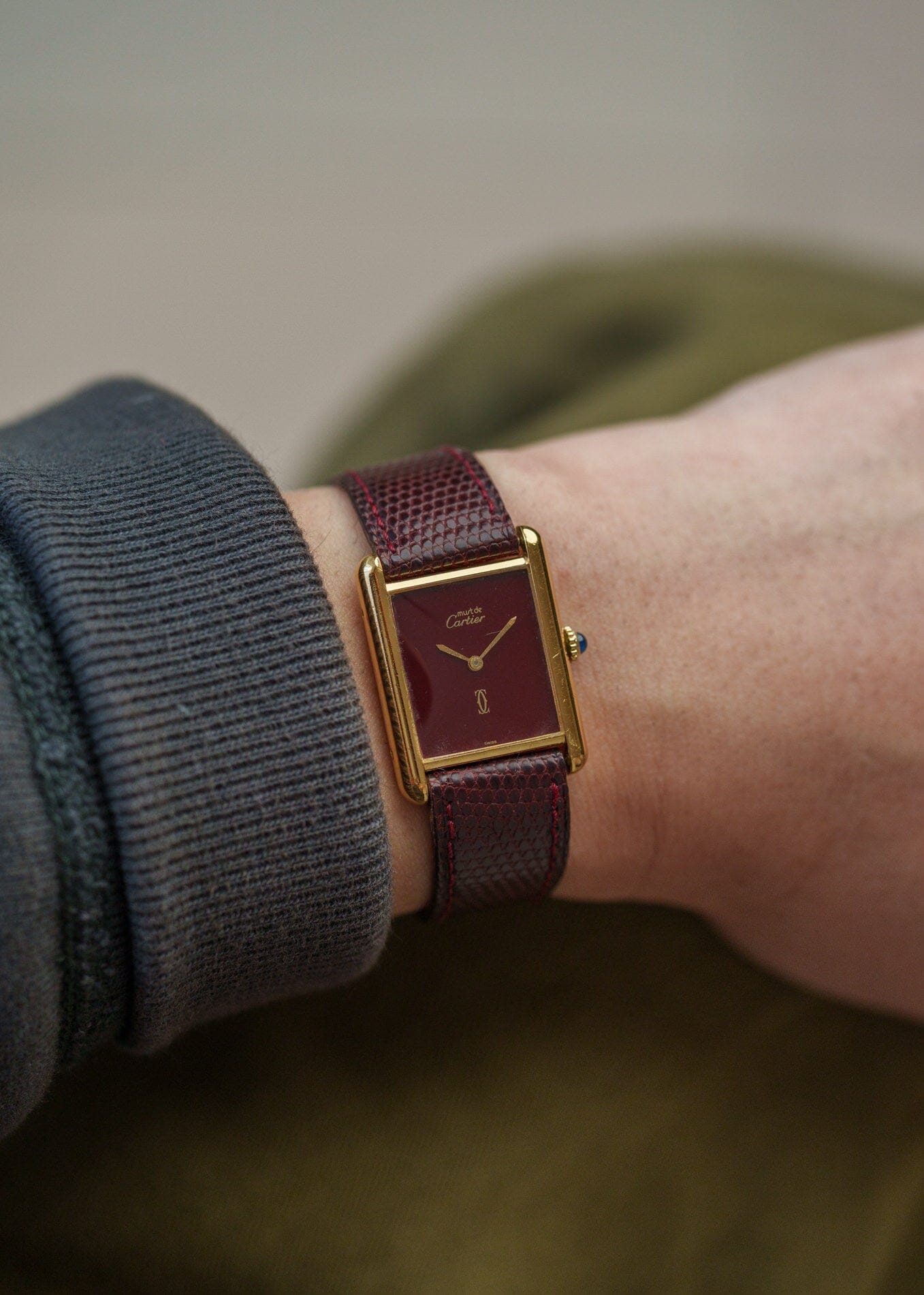 カルティエ マストタンク LM ボルドー 手巻き Watch CARTIER 