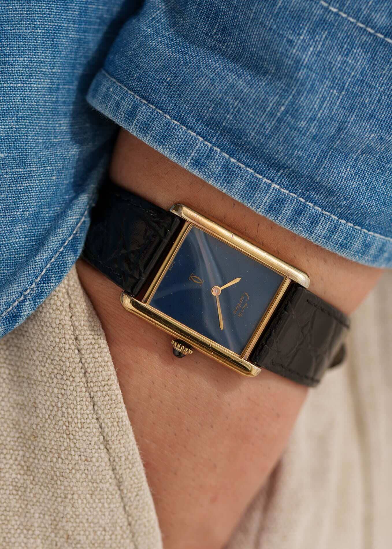 カルティエ マストタンク LM ラピスブルー 手巻き Watch CARTIER 