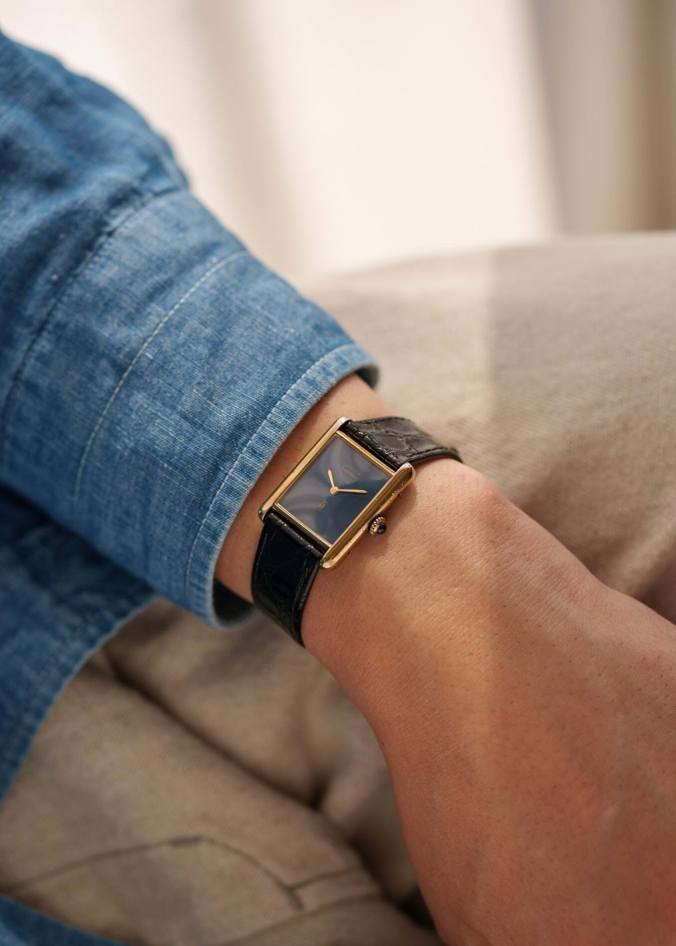 カルティエ マストタンク LM ラピスブルー 手巻き Watch CARTIER 