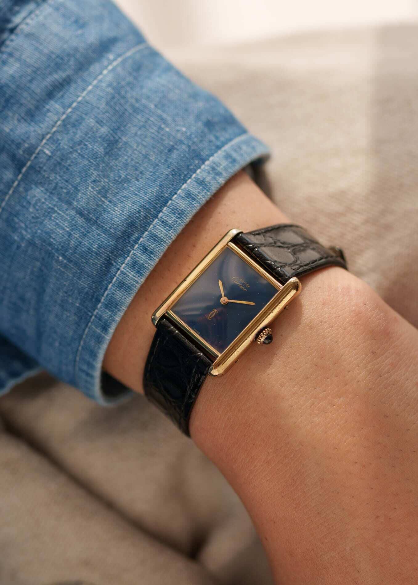 カルティエ マストタンク LM ラピスブルー 手巻き Watch CARTIER 