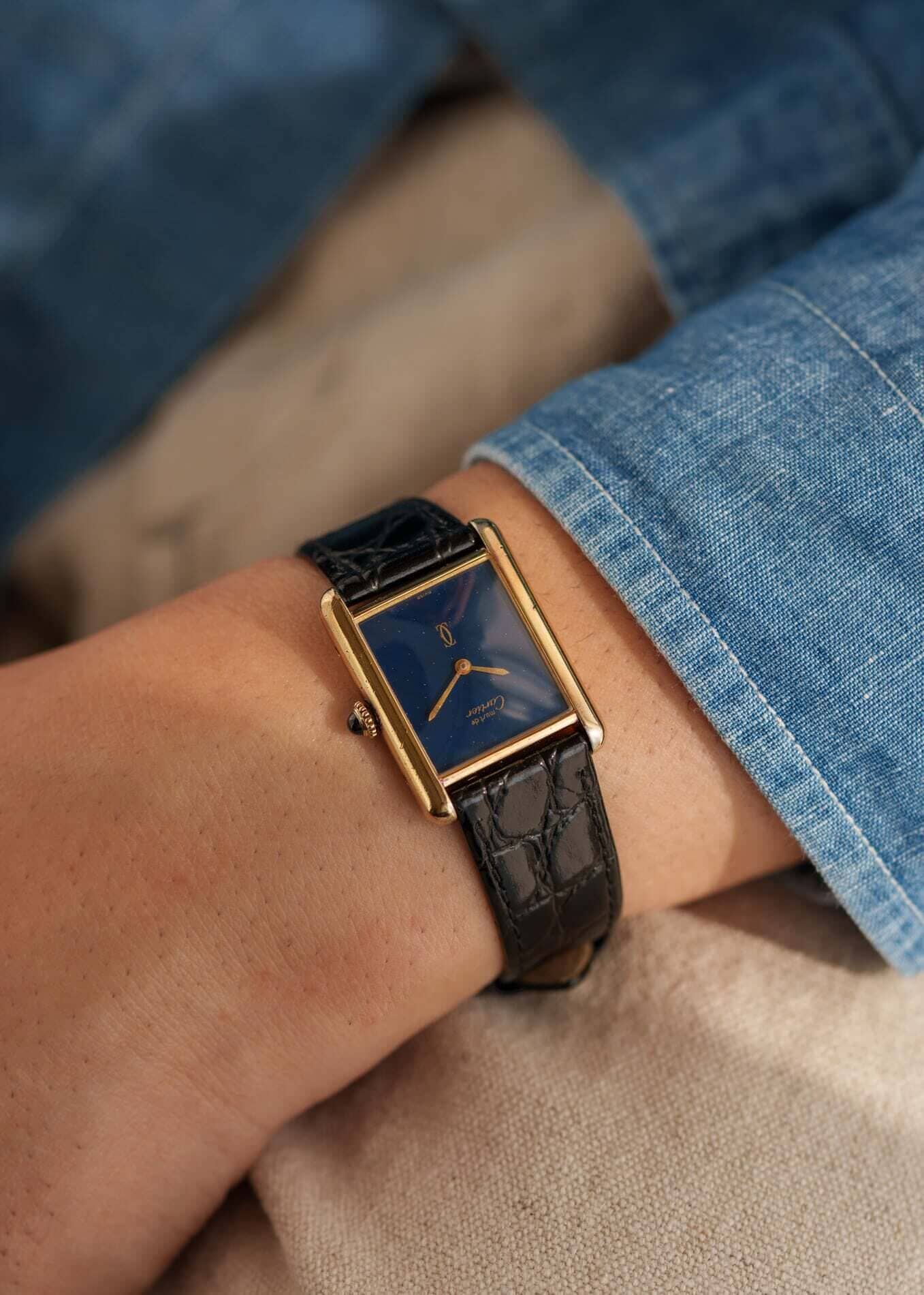 カルティエ マストタンク LM ラピスブルー 手巻き Watch CARTIER 