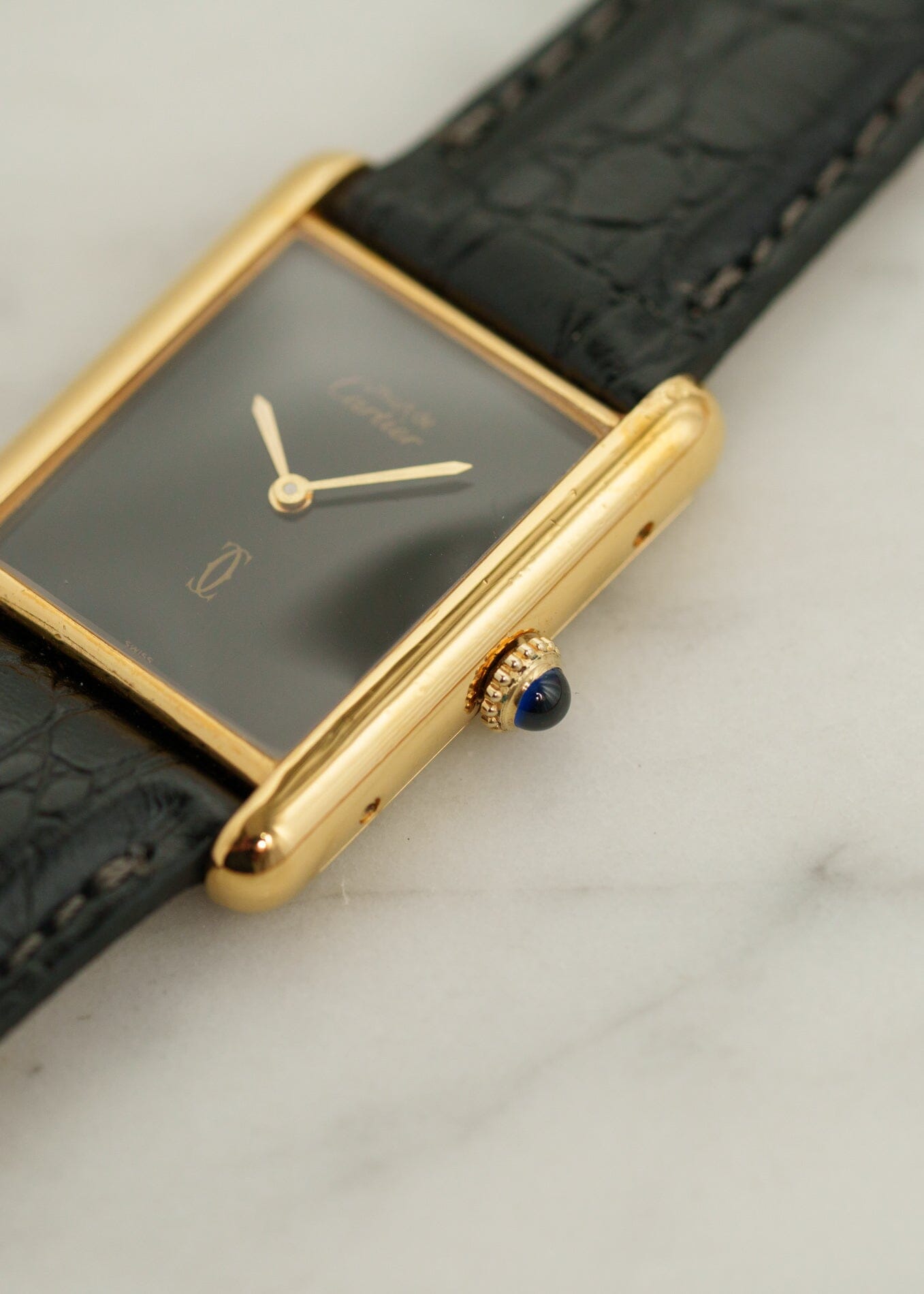 カルティエ マストタンク LM ブラックオニキス 手巻き 再メッキ済み Watch CARTIER 