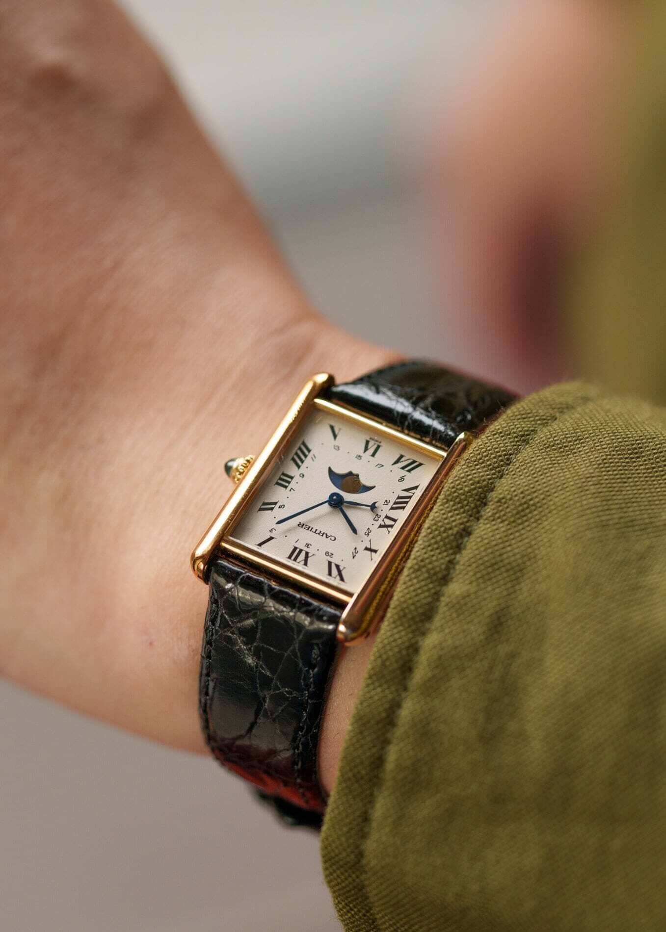 Cartier タンク ルイ カルティエ LM 819001 YG ムーンフェイズ Dバックル付き Watch CARTIER 