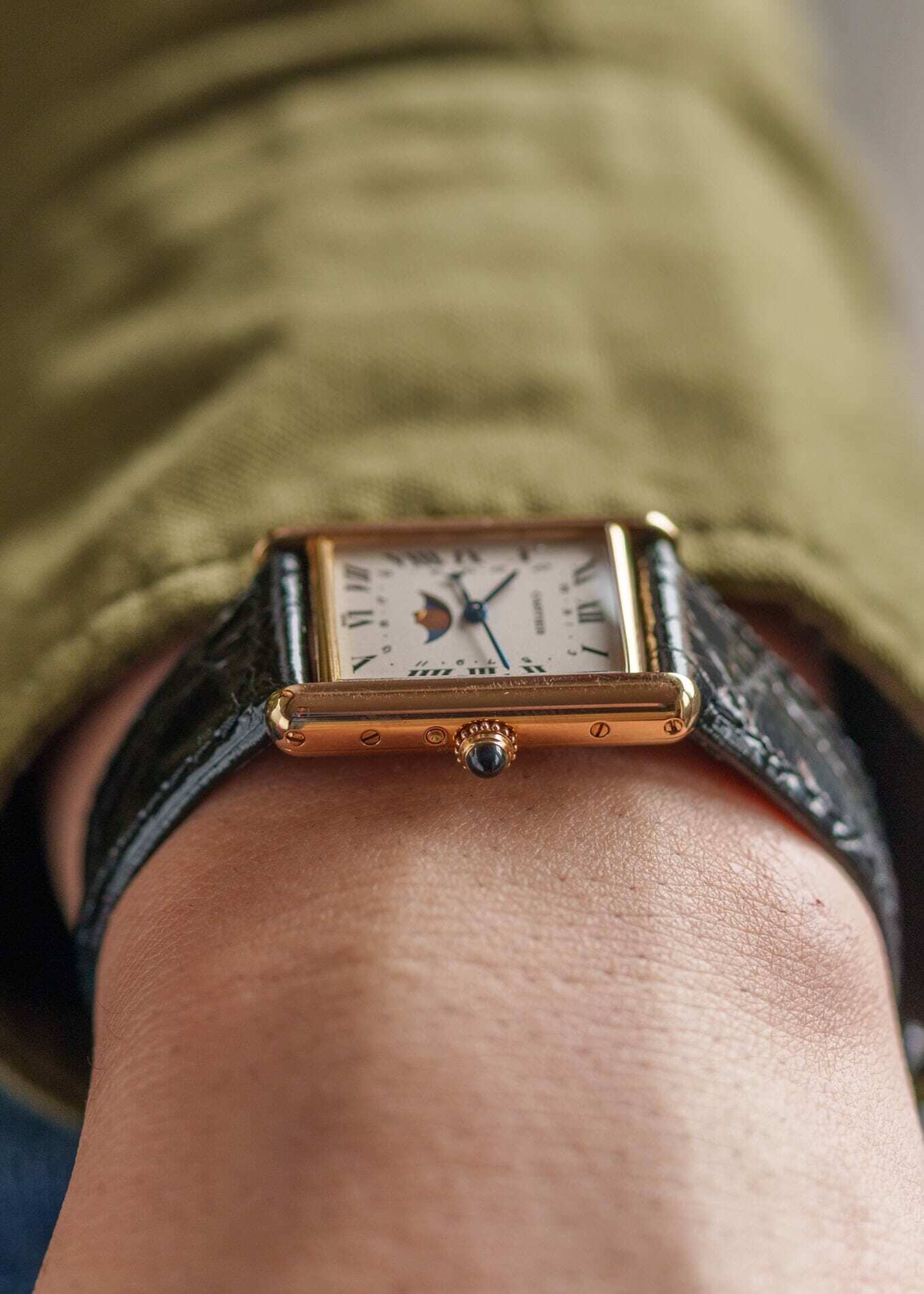 Cartier タンク ルイ カルティエ LM 819001 YG ムーンフェイズ Dバックル付き Watch CARTIER 