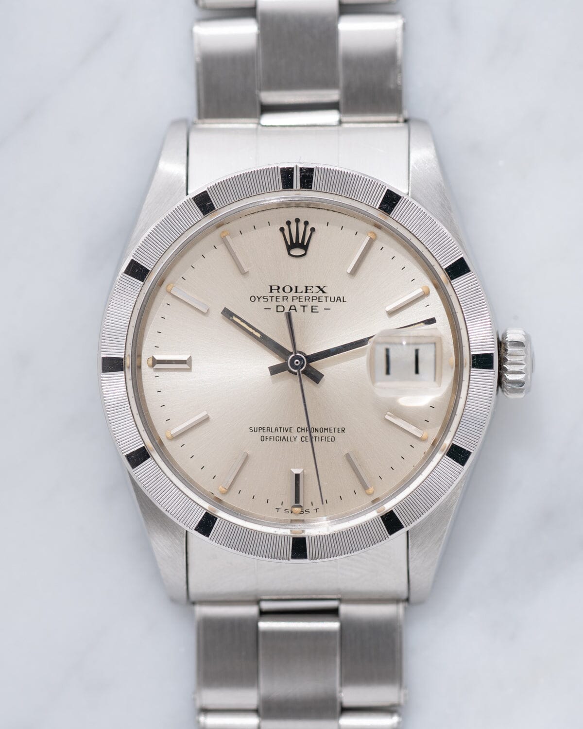 Rolex Oyster Perpetual Date 1501 Silver Dial with Riveted Bracelet Watch ROLEX 